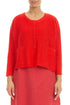 Two Pockets Red Linen Cardigan 1