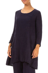 Two Pockets Royal Purple Mélange Linen Tunic 3