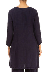 Two Pockets Royal Purple Mélange Linen Tunic 2