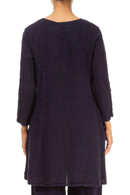 Two Pockets Royal Purple Mélange Linen Tunic 2