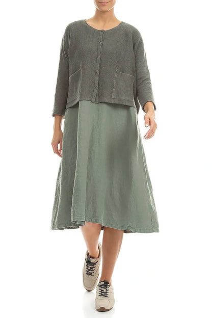 Two Pockets Sage Linen Cardigan 4
