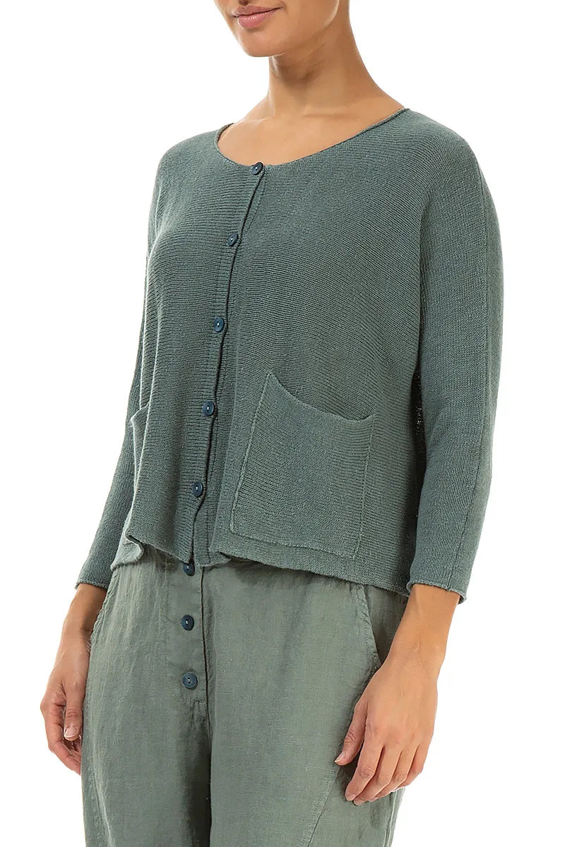 Two Pockets Sage Linen Cardigan 3