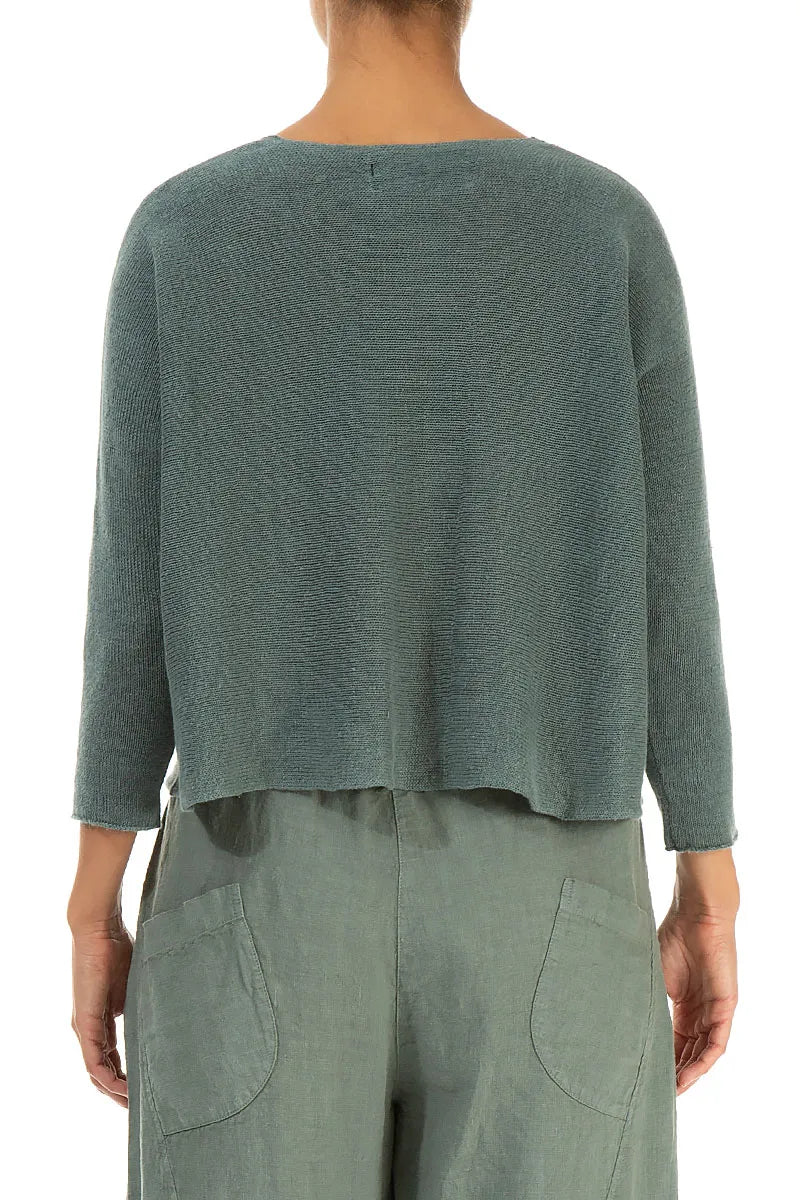 Two Pockets Sage Linen Cardigan 2