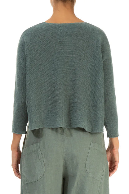 Two Pockets Sage Linen Cardigan 2