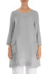 Two Pockets Silver Grey Gauze Linen Tunic 1