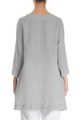 Two Pockets Silver Grey Gauze Linen Tunic 2