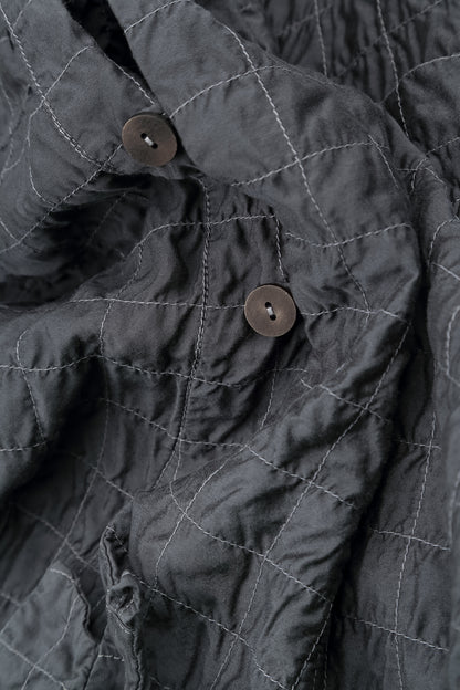 Two Pockets Slate Pleated Silk Bamboo Jacket 5
