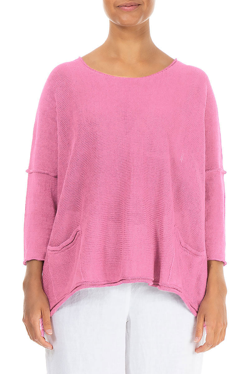 Two Pockets Taffy Pink Linen Jumper 1