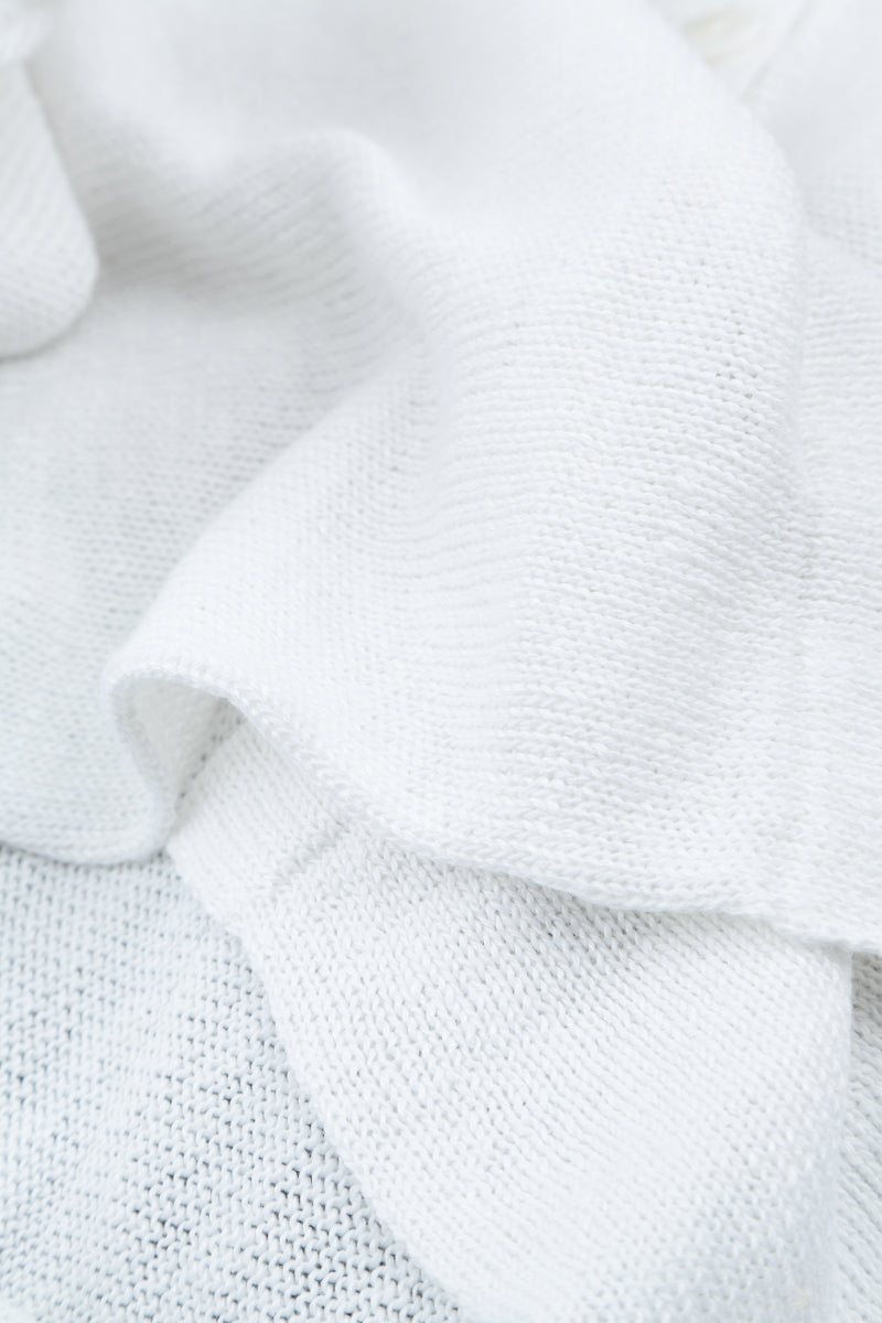 Two Pockets White Linen Cardigan