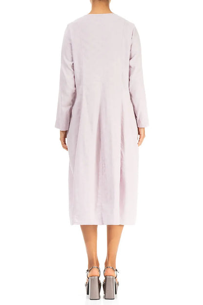 V-Neck Balloon Dotty Lilac Silk Dress 2