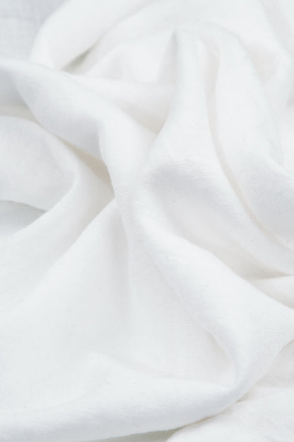 V-Neck Balloon White Linen Dress 5