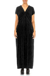 V-Neck Black Silk Velvet Jumpsuit 1