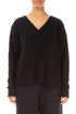 V-Neck Black Wavy Cotton Blouse 1