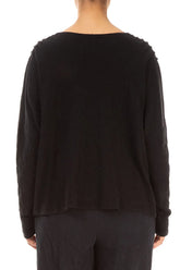 V-Neck Black Wavy Cotton Blouse 2