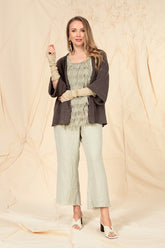V-Neck Brown Linen Cardigan 6