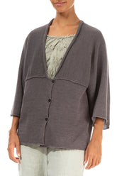 V-Neck Brown Linen Cardigan 3