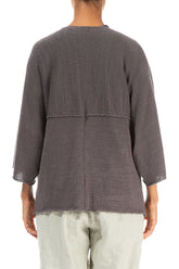 V-Neck Brown Linen Cardigan 2