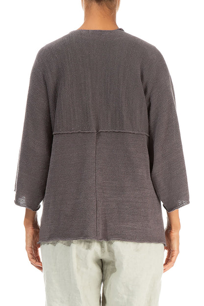 V-Neck Brown Linen Cardigan 2