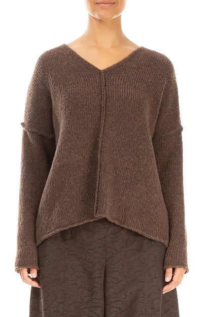 V-Neck Brown Wool Sweater 1