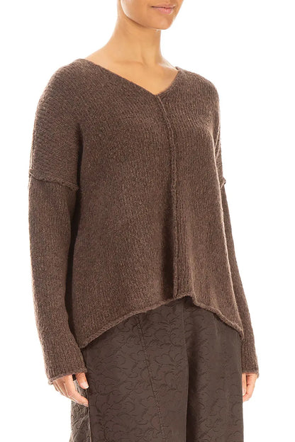 V-Neck Brown Wool Sweater 3