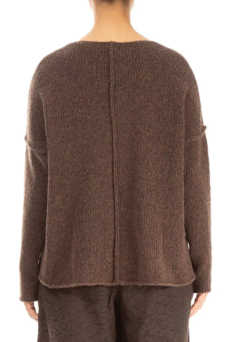 V-Neck Brown Wool Sweater 2