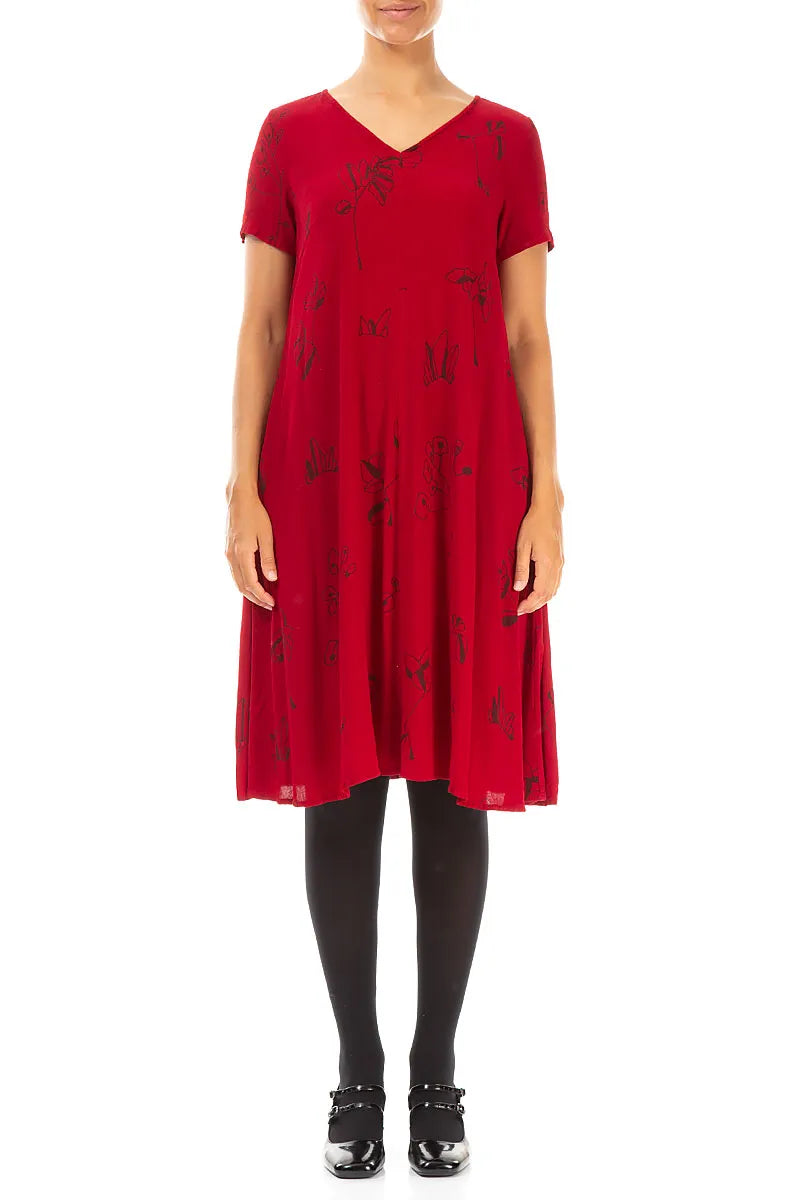 Robe Botanica rouge cerise à col en V