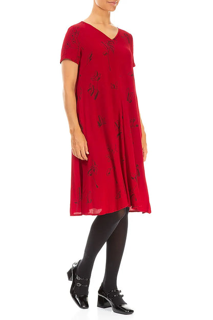 Robe Botanica rouge cerise à col en V
