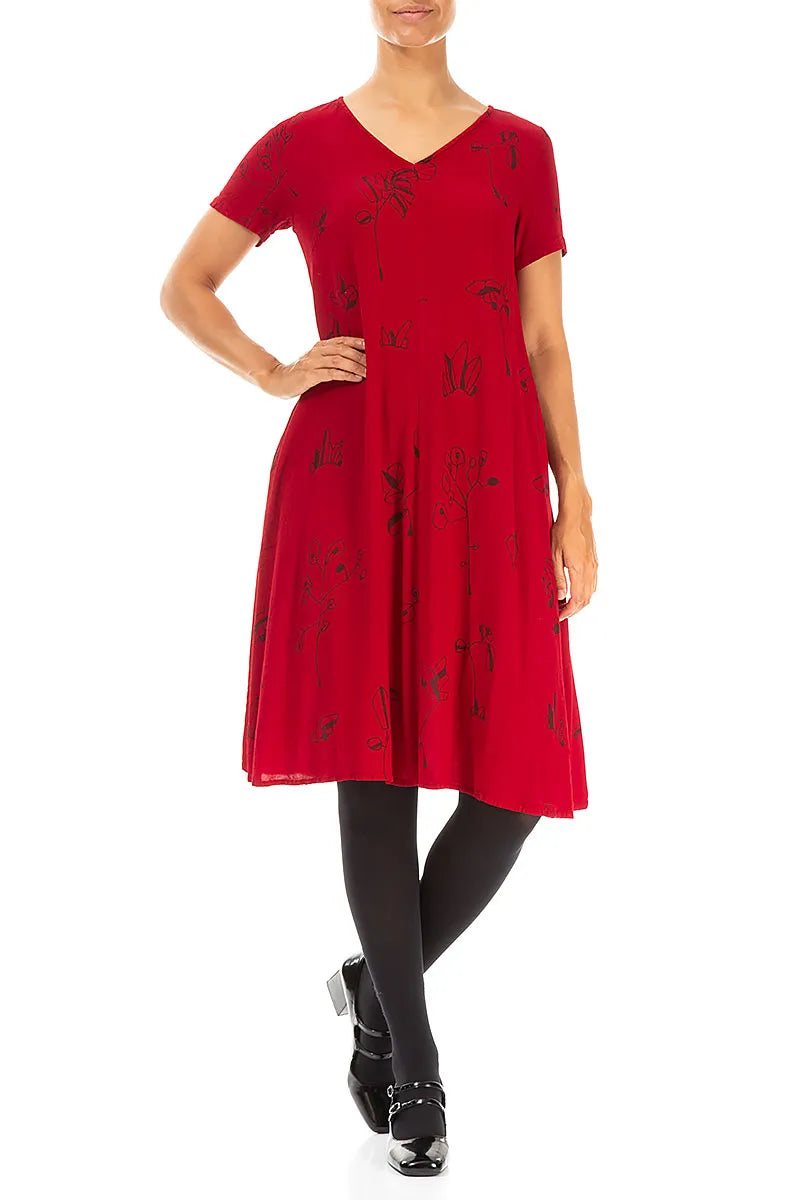 Robe Botanica rouge cerise à col en V