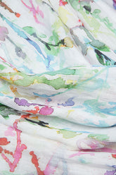 V-Neck Colour Splash Gauze Linen Blouse 5
