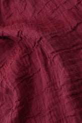 Long Sleeves V-Neck Crinkled Claret Silk Dress 5