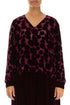 V-Neck Devoré Bubbles Magenta Silk Velvet Blouse 1