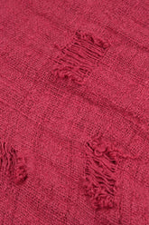 V-Neck Distressed Raspberry Handwoven Linen Blouse 5