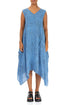 V-Neck Feathers Cornflower Linen Dress 1