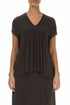 V-Neck Forest Brown Silk Viscose Blouse 1