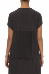 V-Neck Forest Brown Silk Viscose Blouse 2