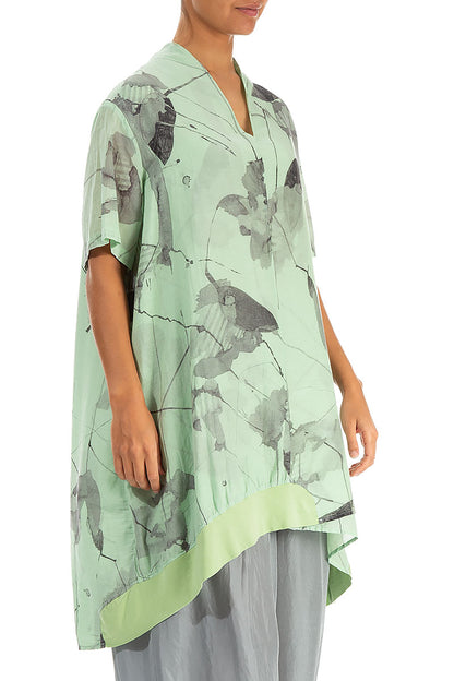 V-Neck Green Sorbet Mirage Silk Cotton Tunic 3