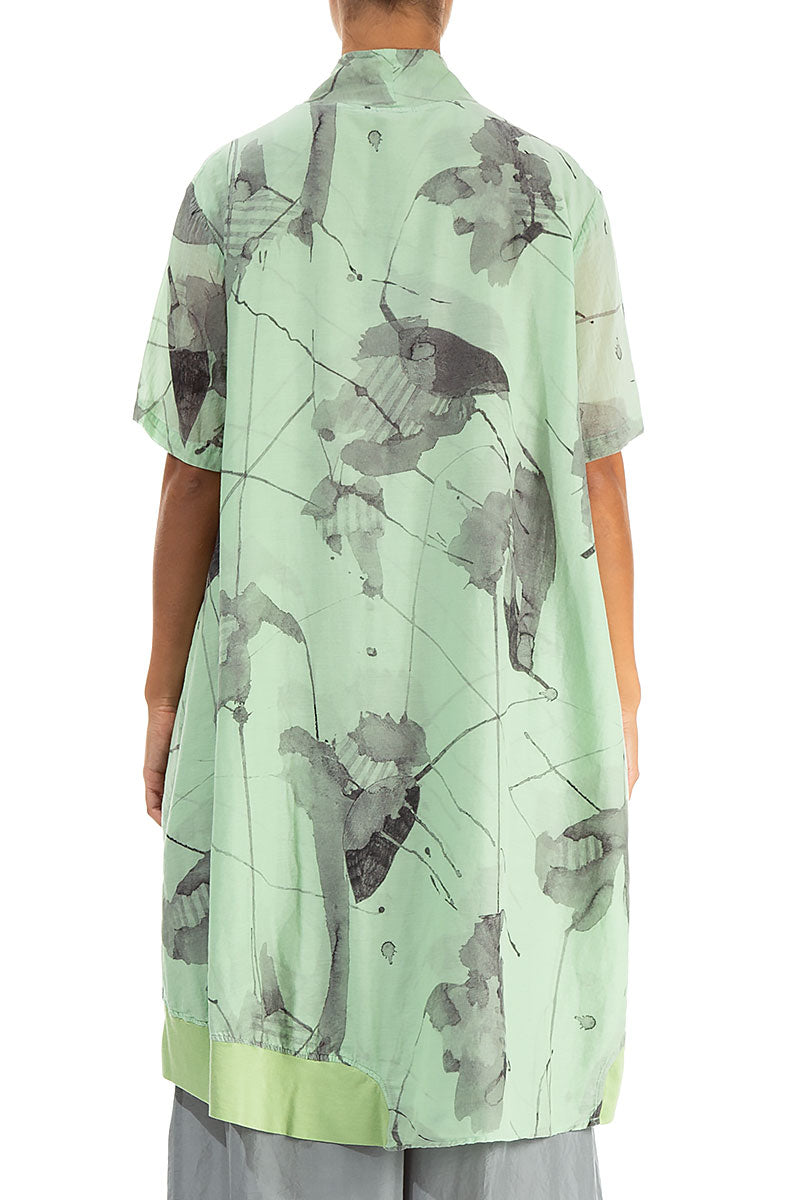 V-Neck Green Sorbet Mirage Silk Cotton Tunic 2