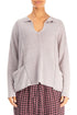 V-Neck Greige Linen Jumper 1