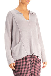 V-Neck Greige Linen Jumper 3