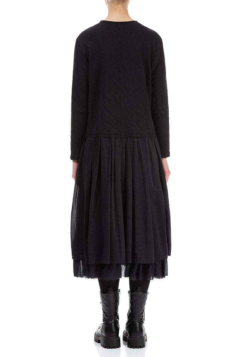 V-Neck Grey Wavy Cotton Dress 2