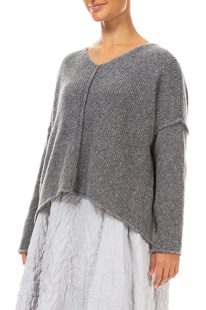 V-Neck Grey Wool Sweater 3