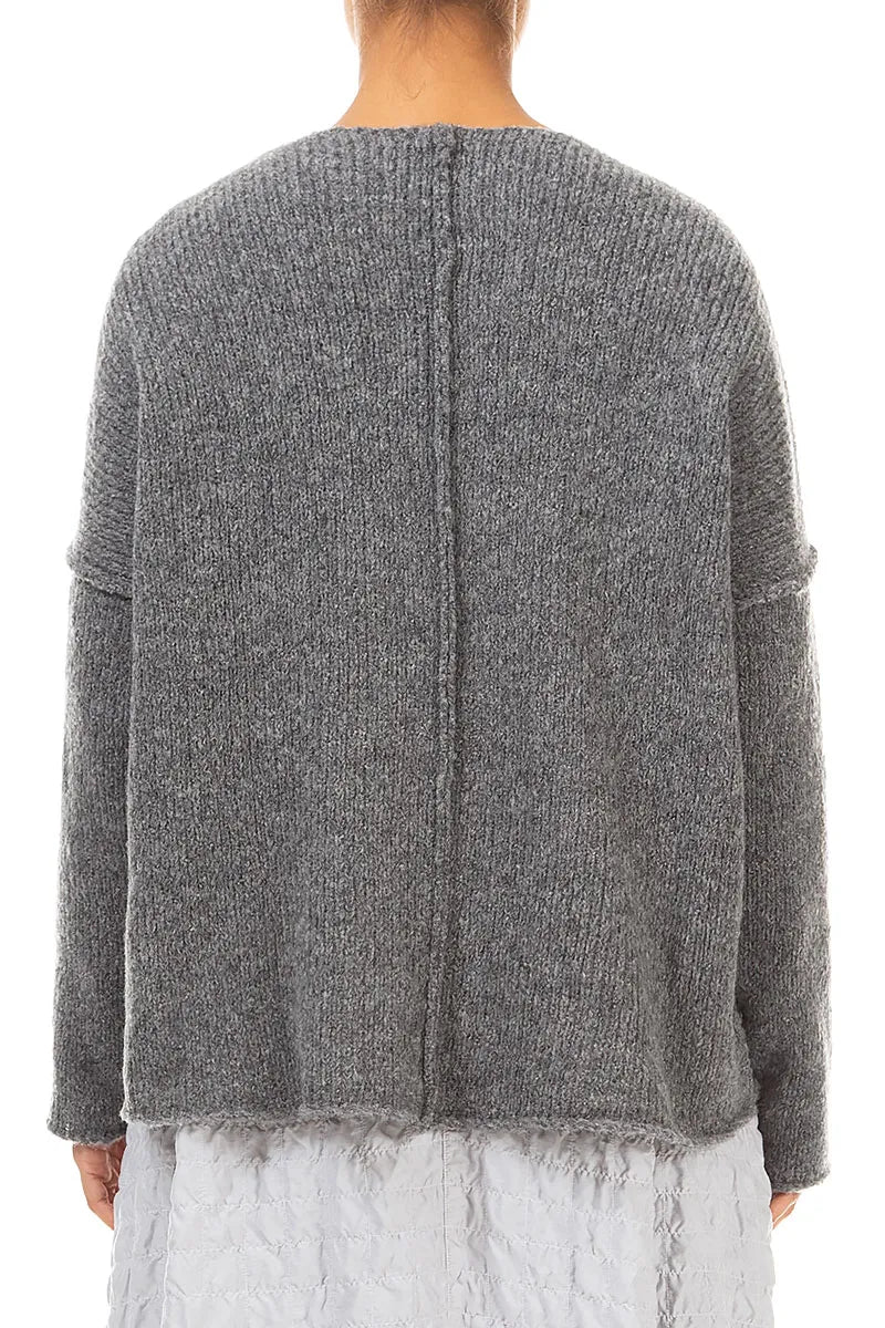 V-Neck Grey Wool Sweater 2