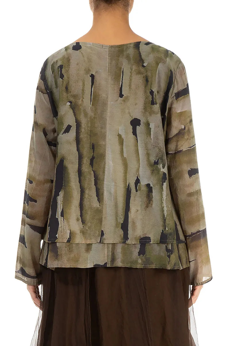 V-Neck Layered Terra Silk Cotton Blouse