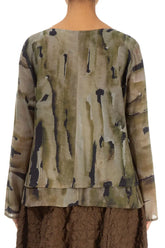 V-Neck Layered Terra Silk Cotton Blouse 2