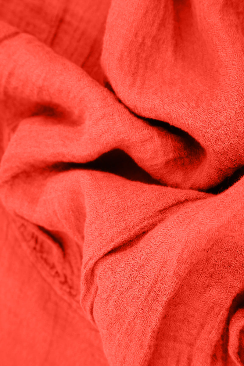 V-Neck Living Coral Linen Blouse 5