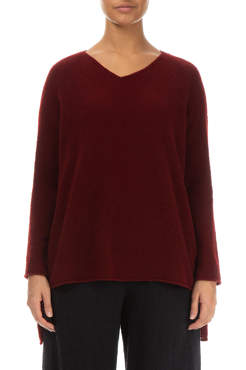 V-Neck Maroon Wool Sweater 1