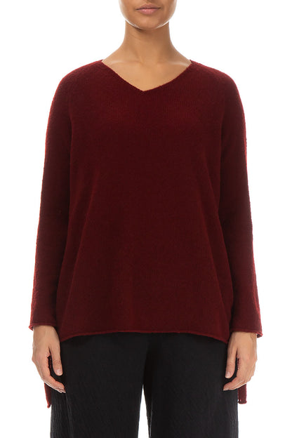 V-Neck Maroon Wool Sweater 1