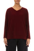 Longer Back V-Neck Maroon Wool Sweater 2