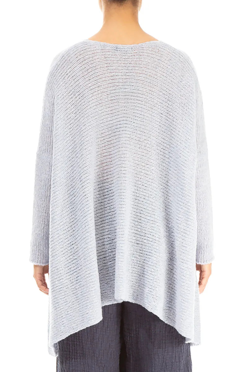 V-Neck Mélange Moonstone Wool Sweater