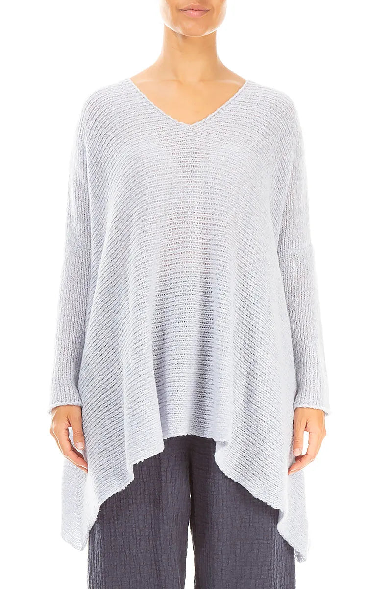 V-Neck Mélange Moonstone Wool Sweater